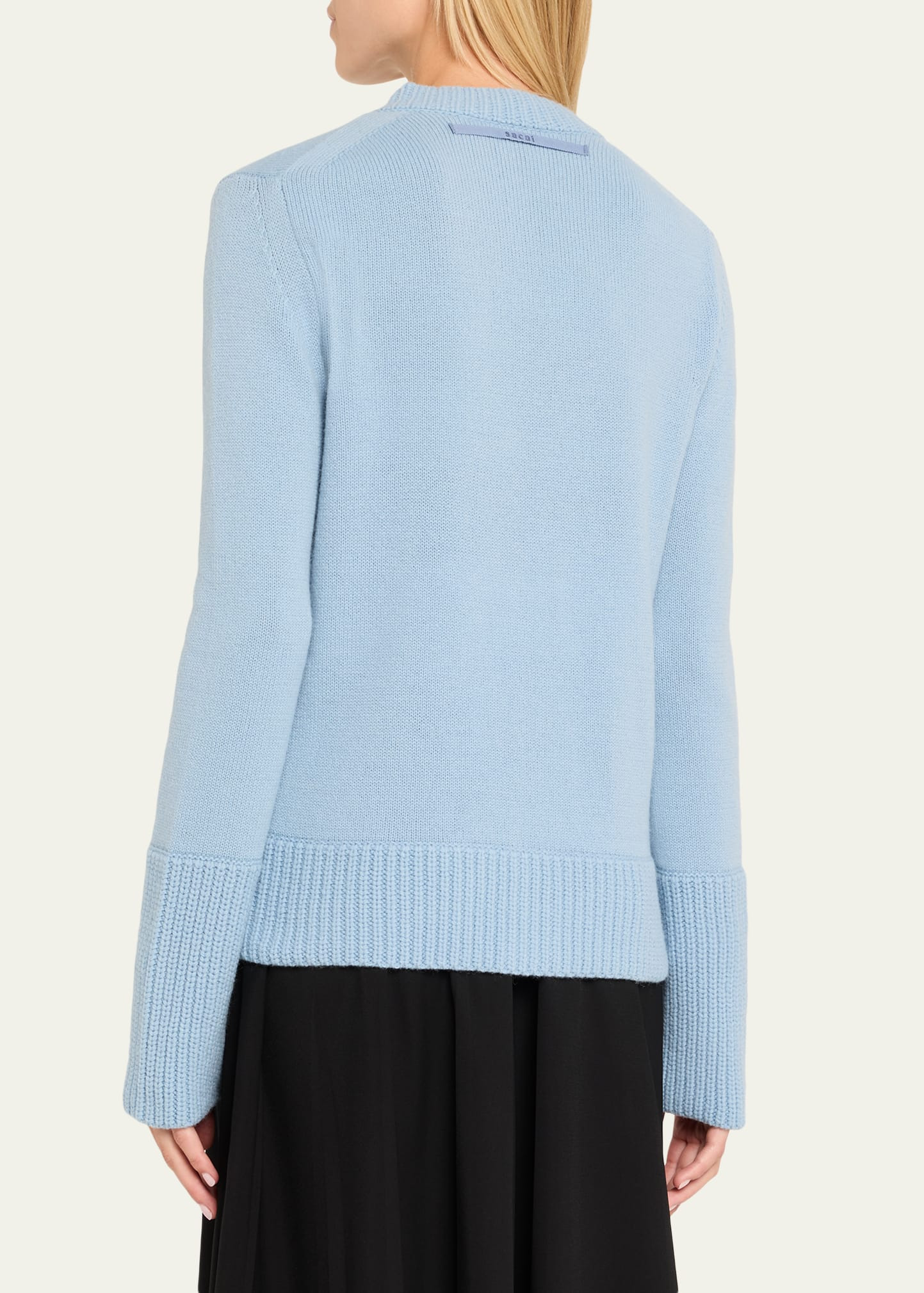 Ribbed-Edge Wool Crewneck Cardigan - 3