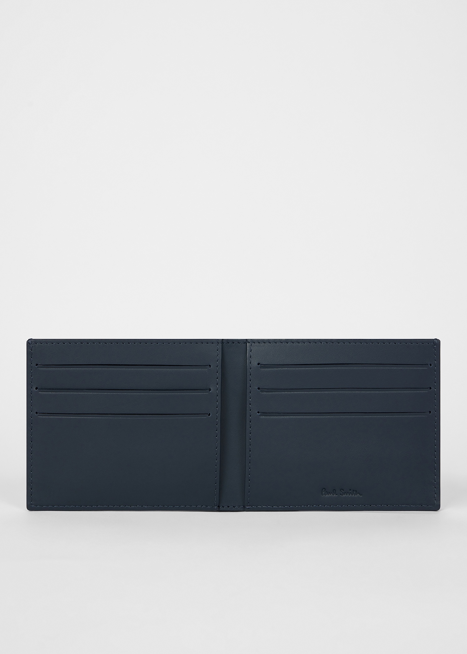 Navy Leather 'Artist Stripe' Compact Billfold Wallet - 2