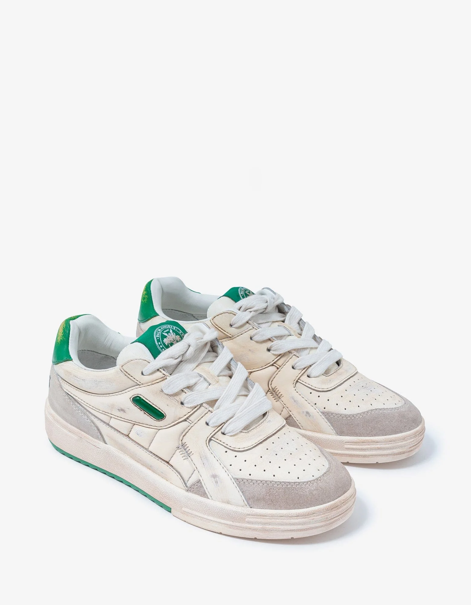Palm Angels White & Green Palm University Trainers - 1