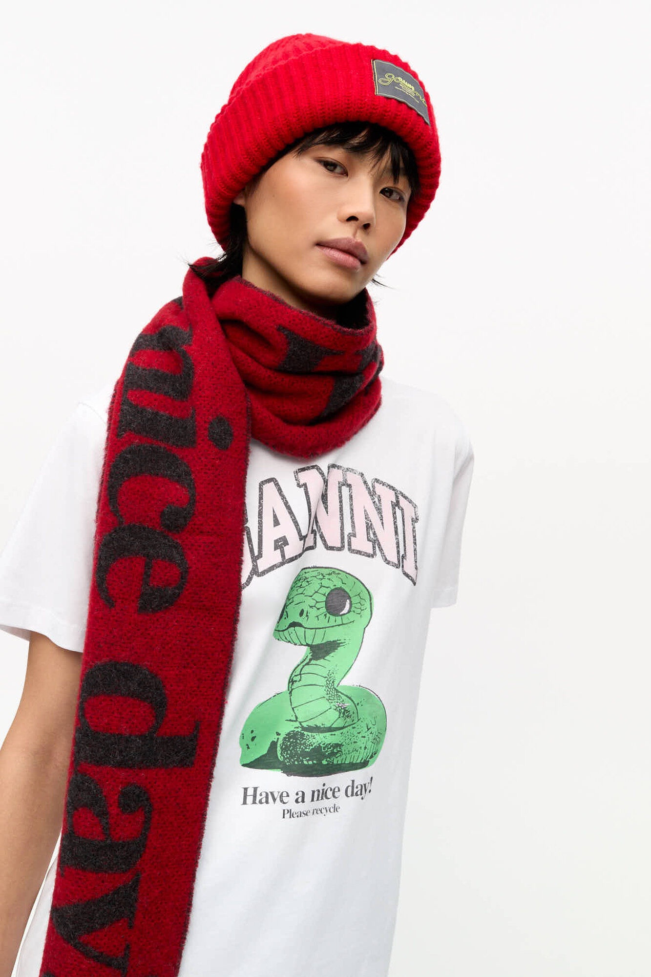 RED STRUCTURED RIB BEANIE - 2