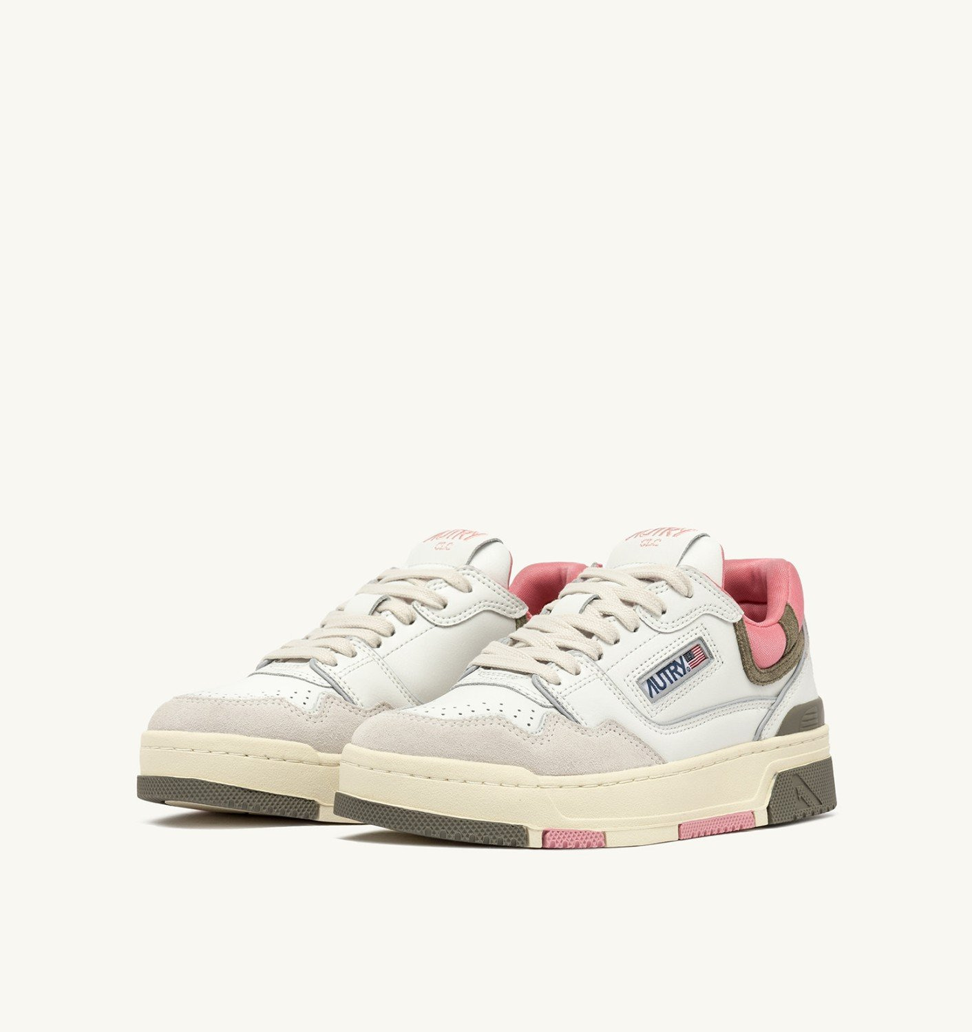 CLC LOW SNEAKERS IN WHITE AND GERANIUM LEATHER SUEDE - 4