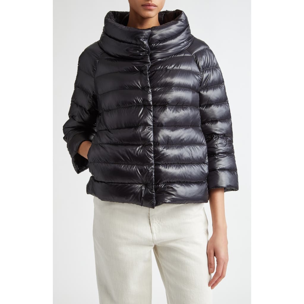 Herno Herno Sofia Iconic Down Crop Puffer Jacket in Black at