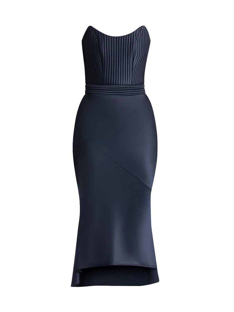 Women's Germaine Stretch-Satin Midi-Dress - Black 1