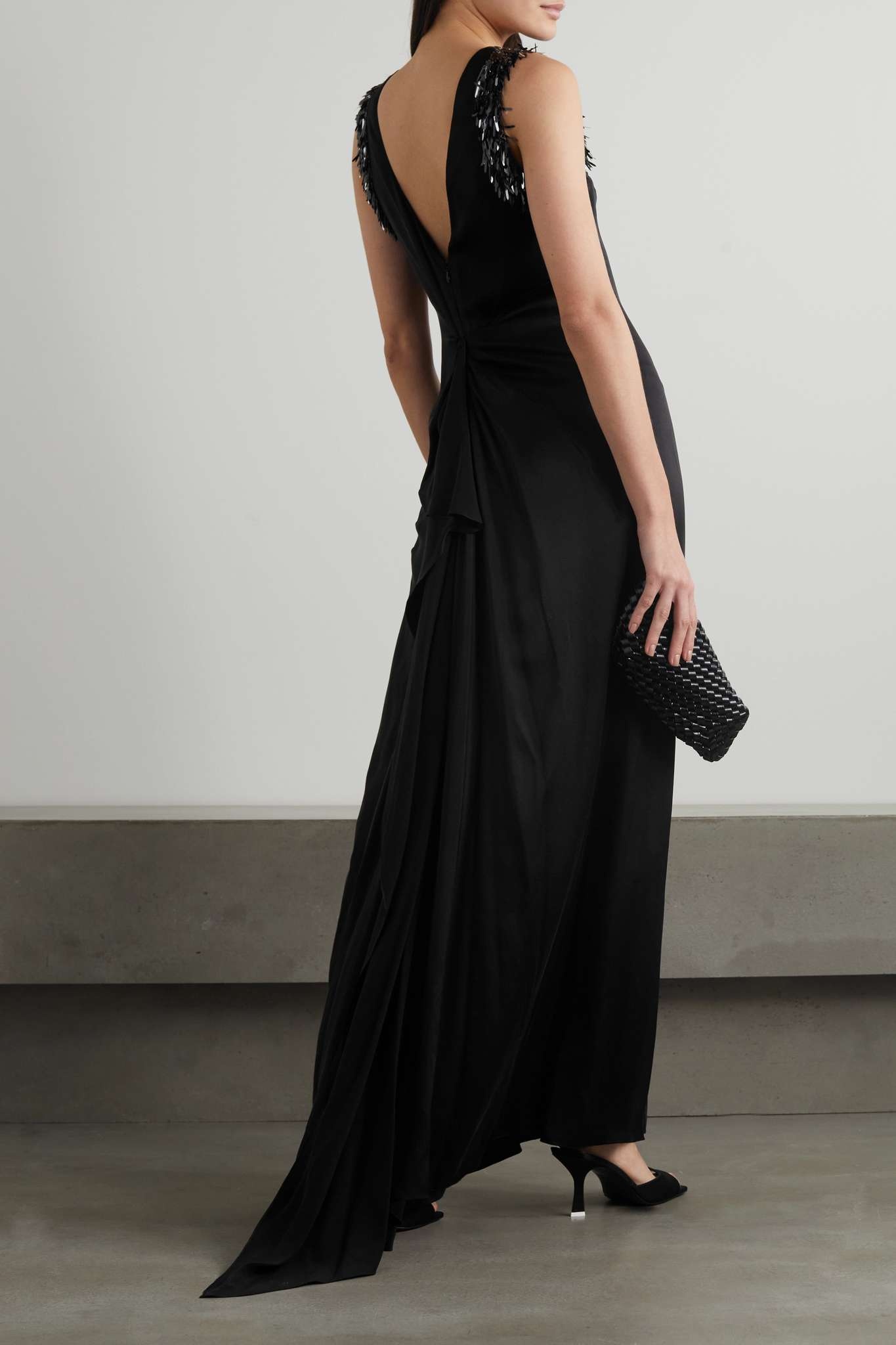 Embellished silk-crepe gown - 3