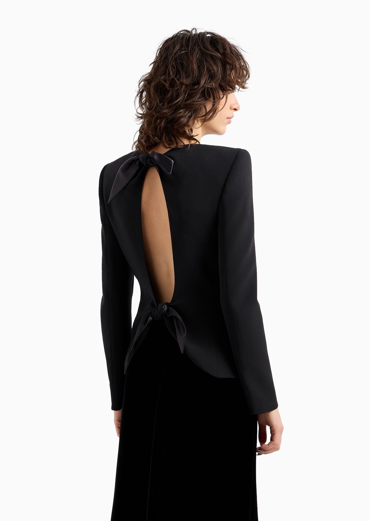Silk cady zip-up jacket with bows - 3