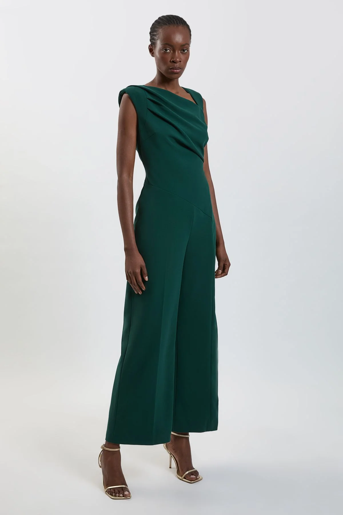 Compact Stretch Drape Detail Jumpsuit - 1