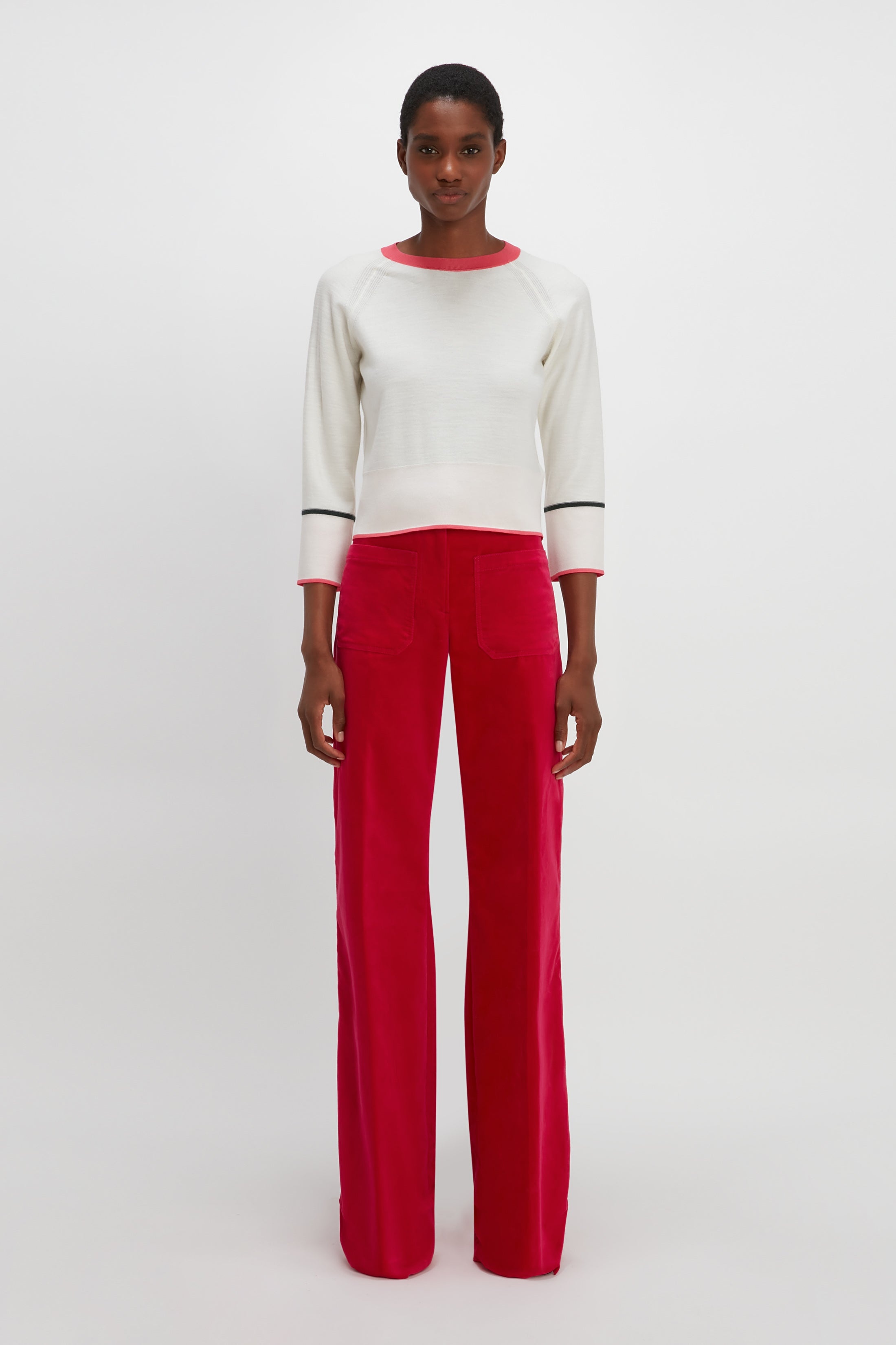 Raglan Sleeve Jumper in White - 2