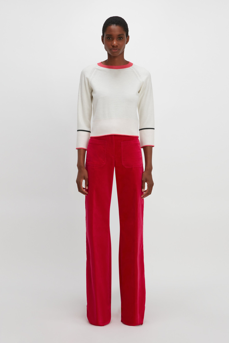Victoria Beckham Raglan Sleeve Jumper in White outlook
