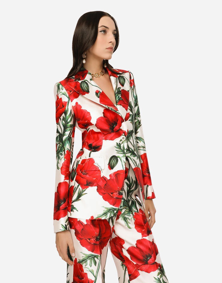 Poppy-print shantung Turlington blazer - 2