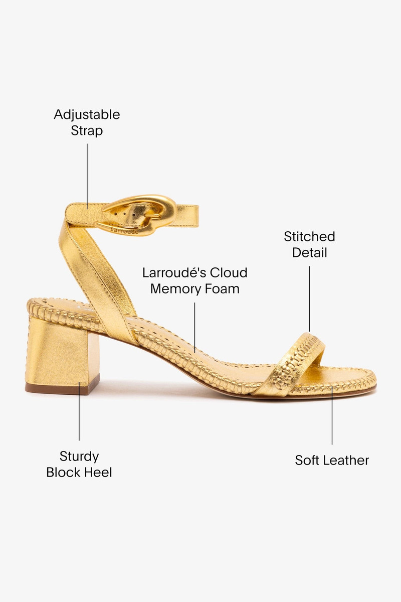 Verona Block Sandal In Gold Metallic Leather 5