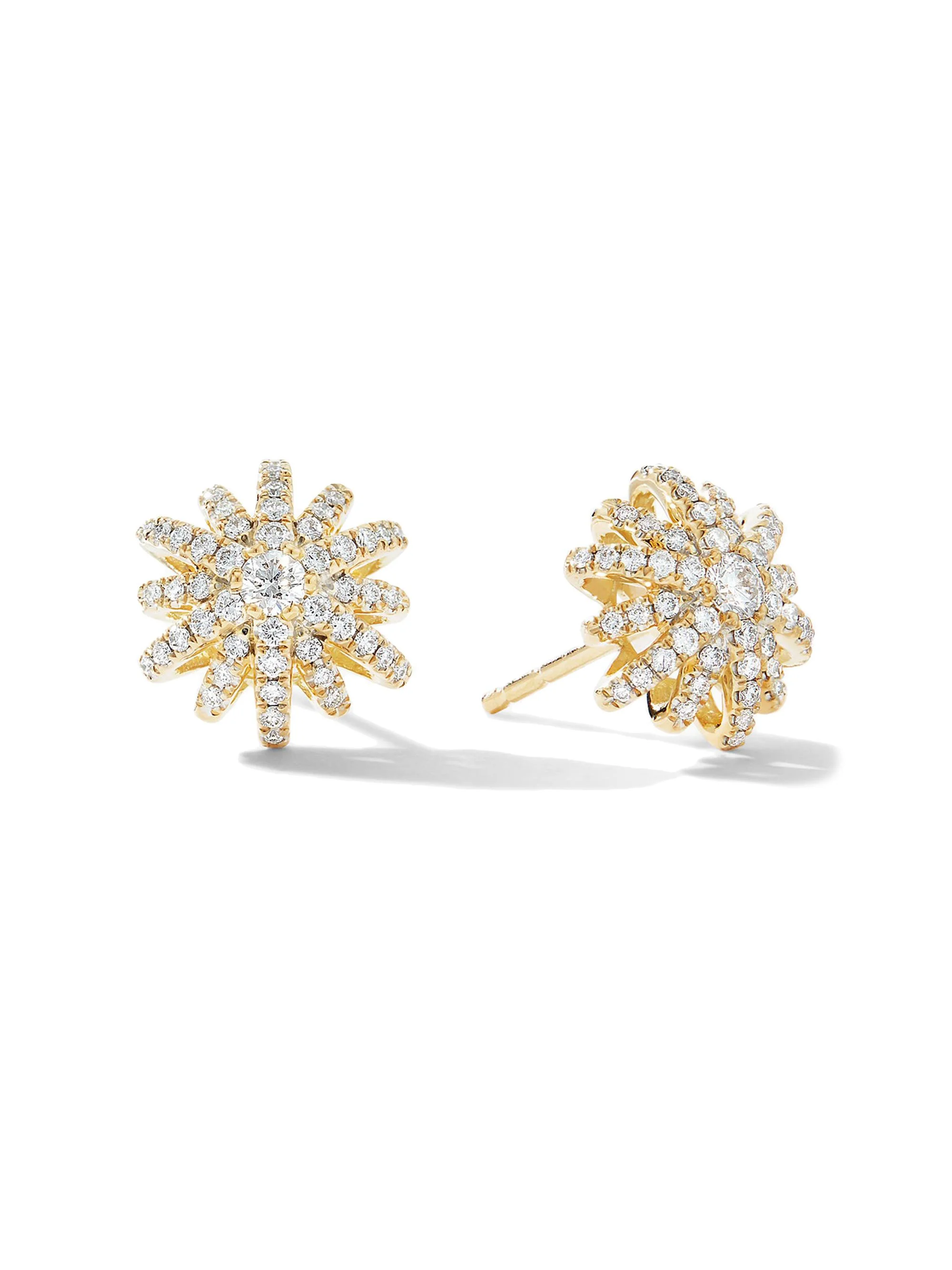 Women's Starburst Stud Earrings in 18K Yellow Gold with Diamonds, 11.7MM - Diamond - 1