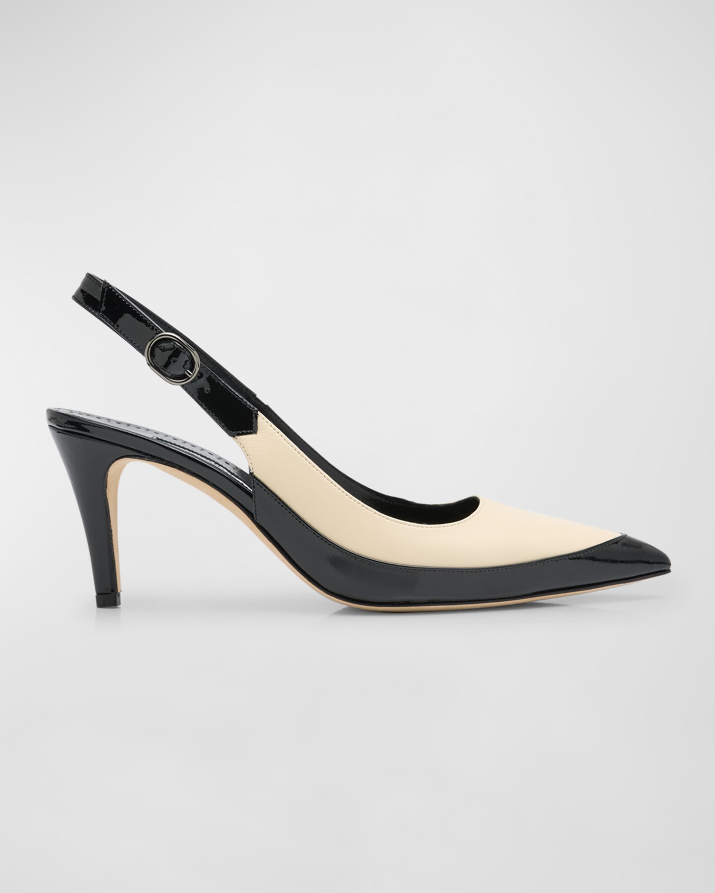 Bicolor Leather Slingback Pumps - 1