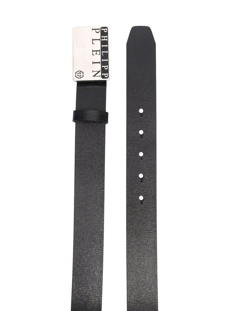 PHILIPP PLEIN logo buckle leather belt outlook