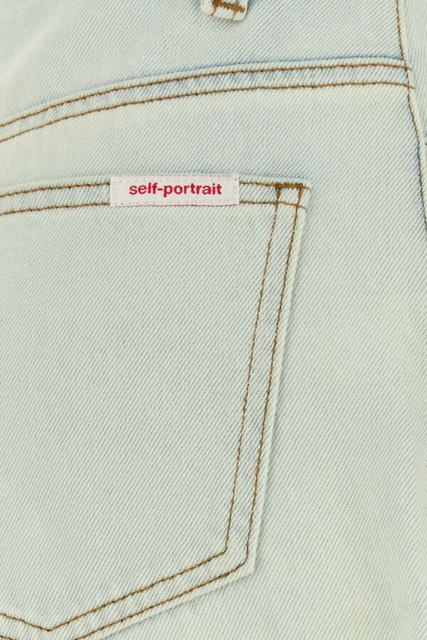 Self Portrait Women Bleach Wash Denim Cargo Jeans - 3