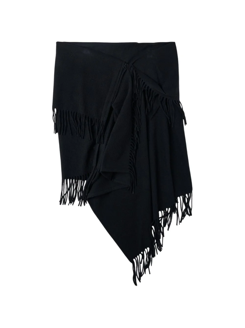 fringe-trim asymmetric scarf - 1
