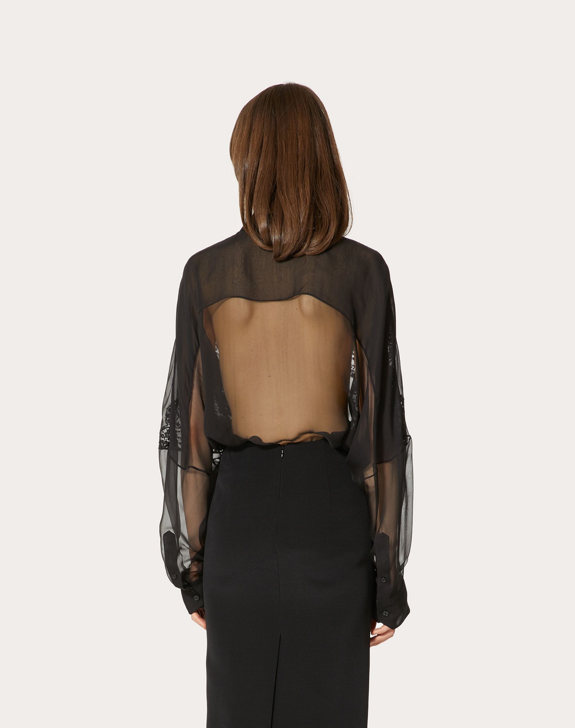 CHIFFON AND LACE SHIRT - 4