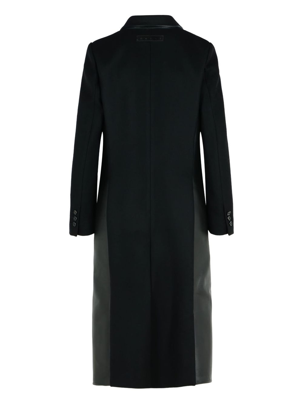 wool-panel leather coat - 2