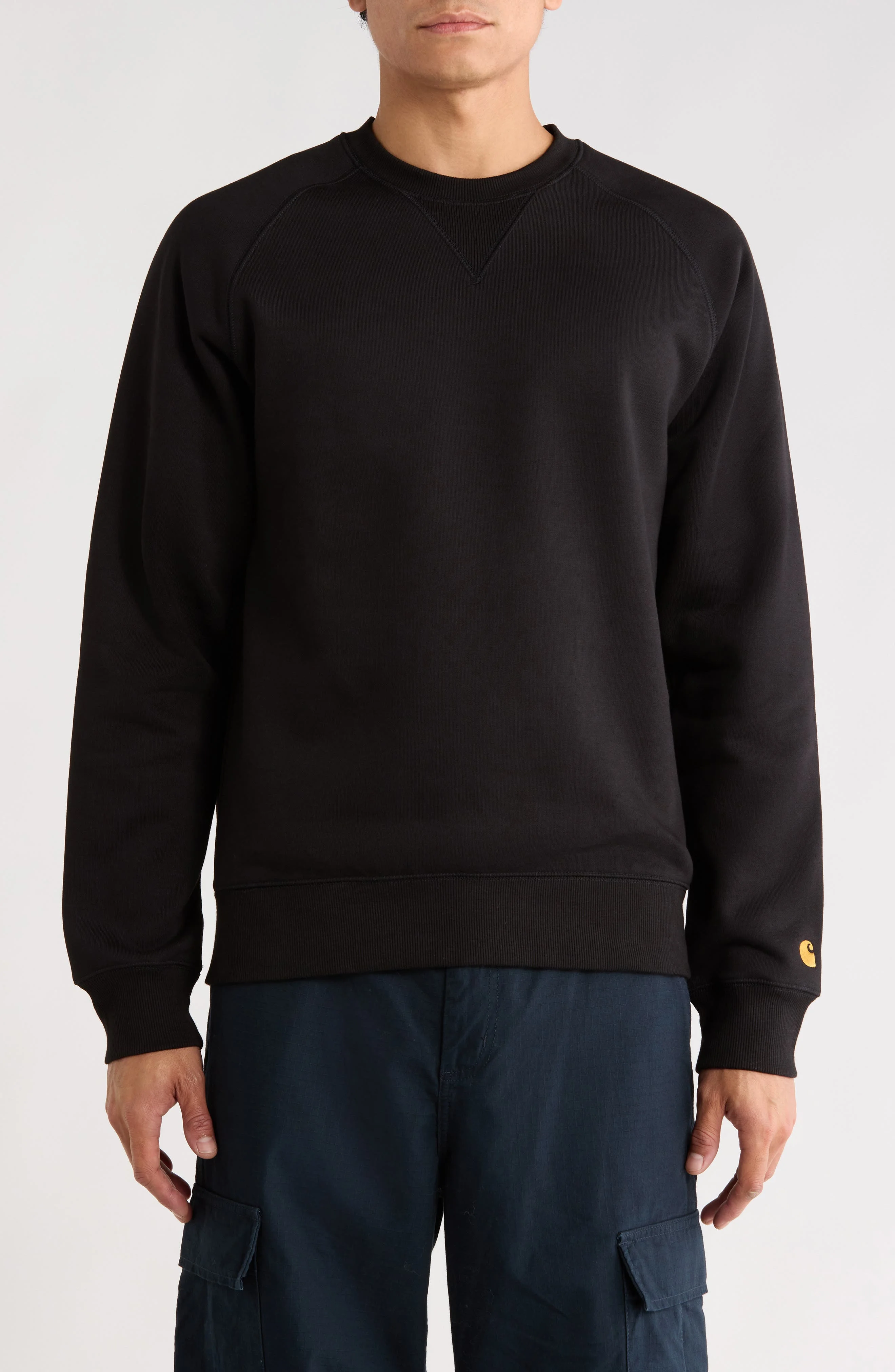 Carhartt Work In Progress Chase Crewneck Sweatshirt in Black /Gold 2 at Nordstrom - 1