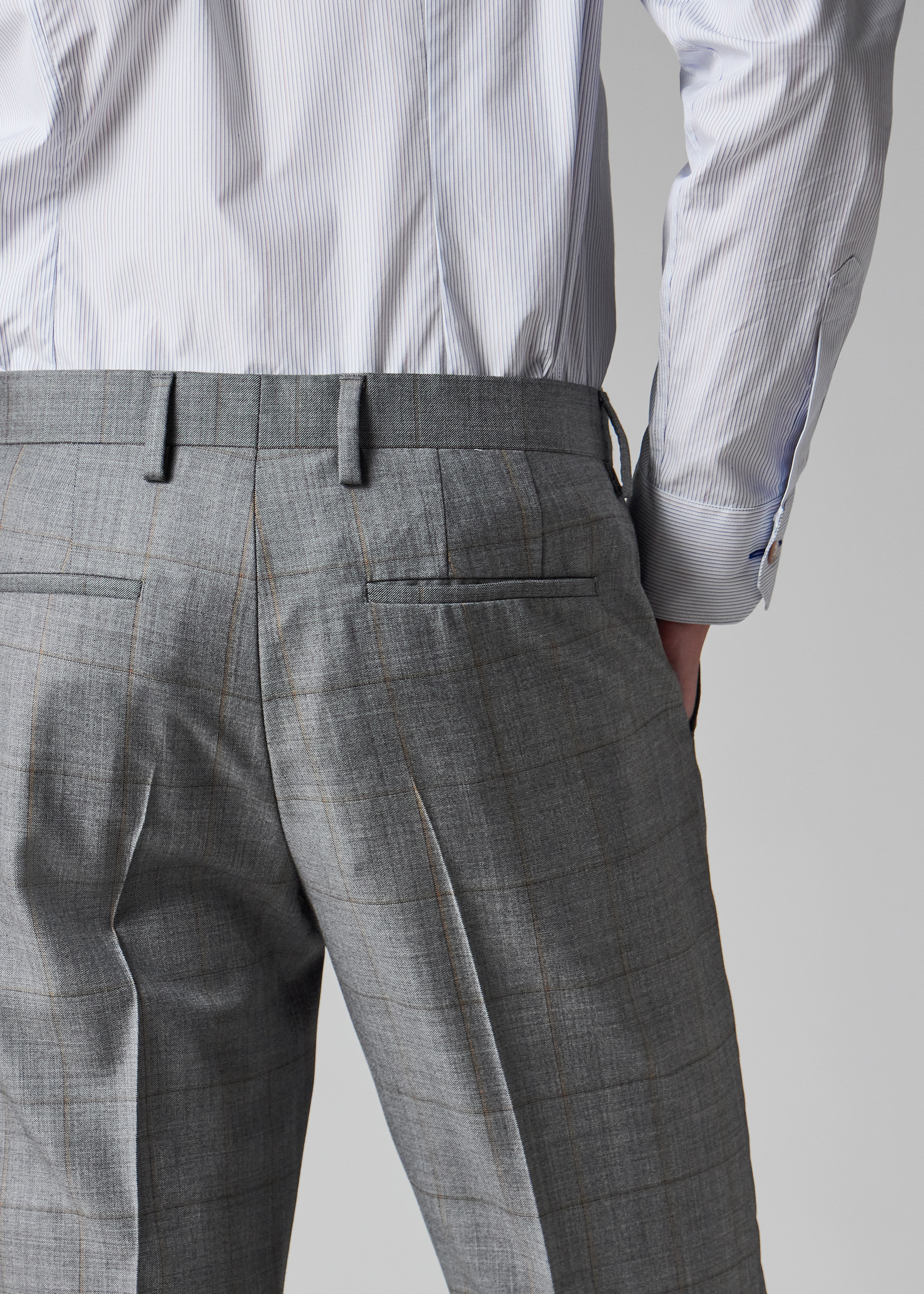 Grey Windowpane Check Wool Double-Breasted Suit - 8