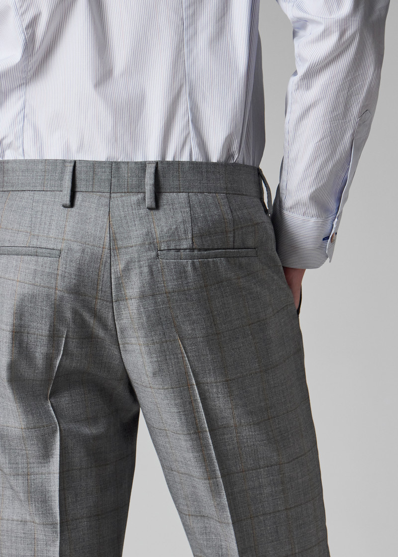 Grey Windowpane Check Wool Double-Breasted Suit 8