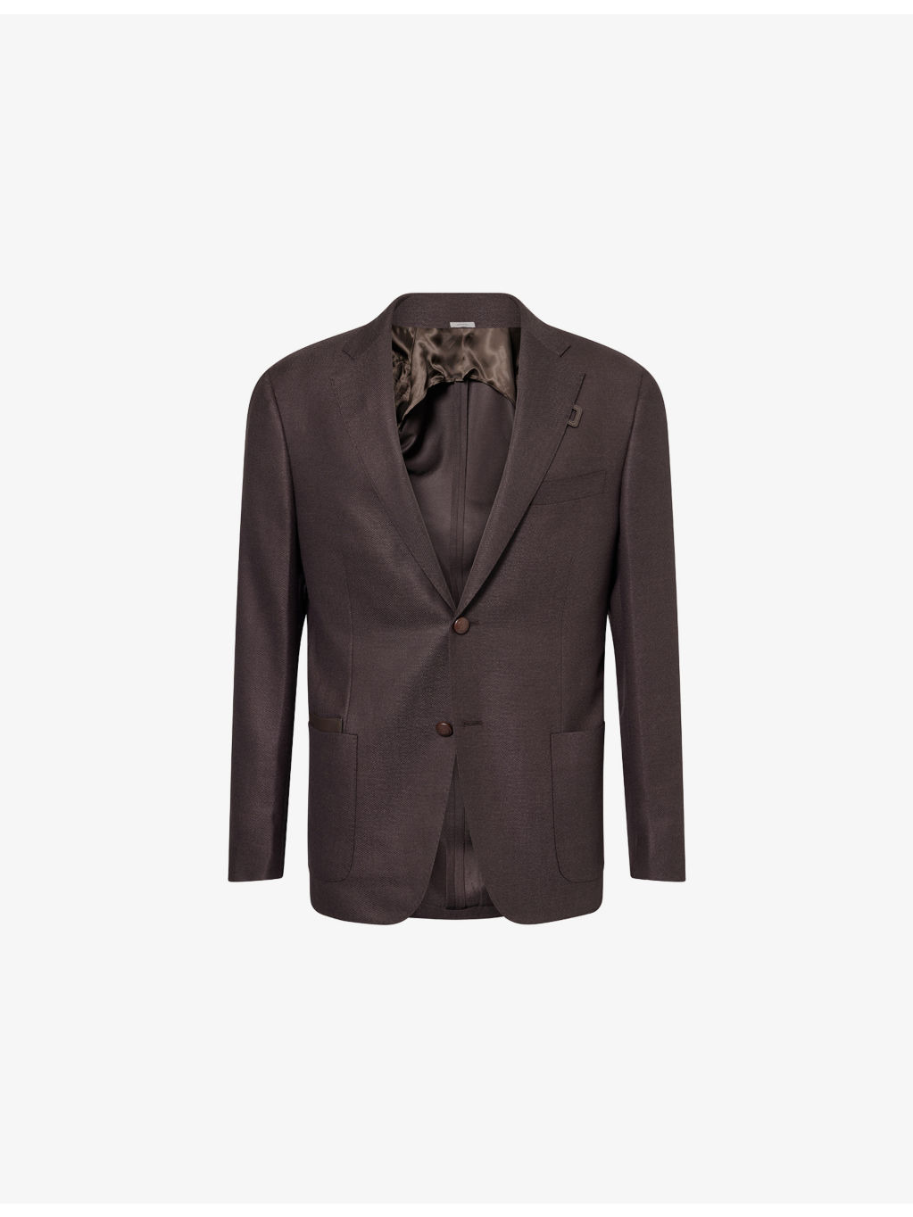 Notched-Lapel Long-Sleeve Wool Blend Jacket - 1