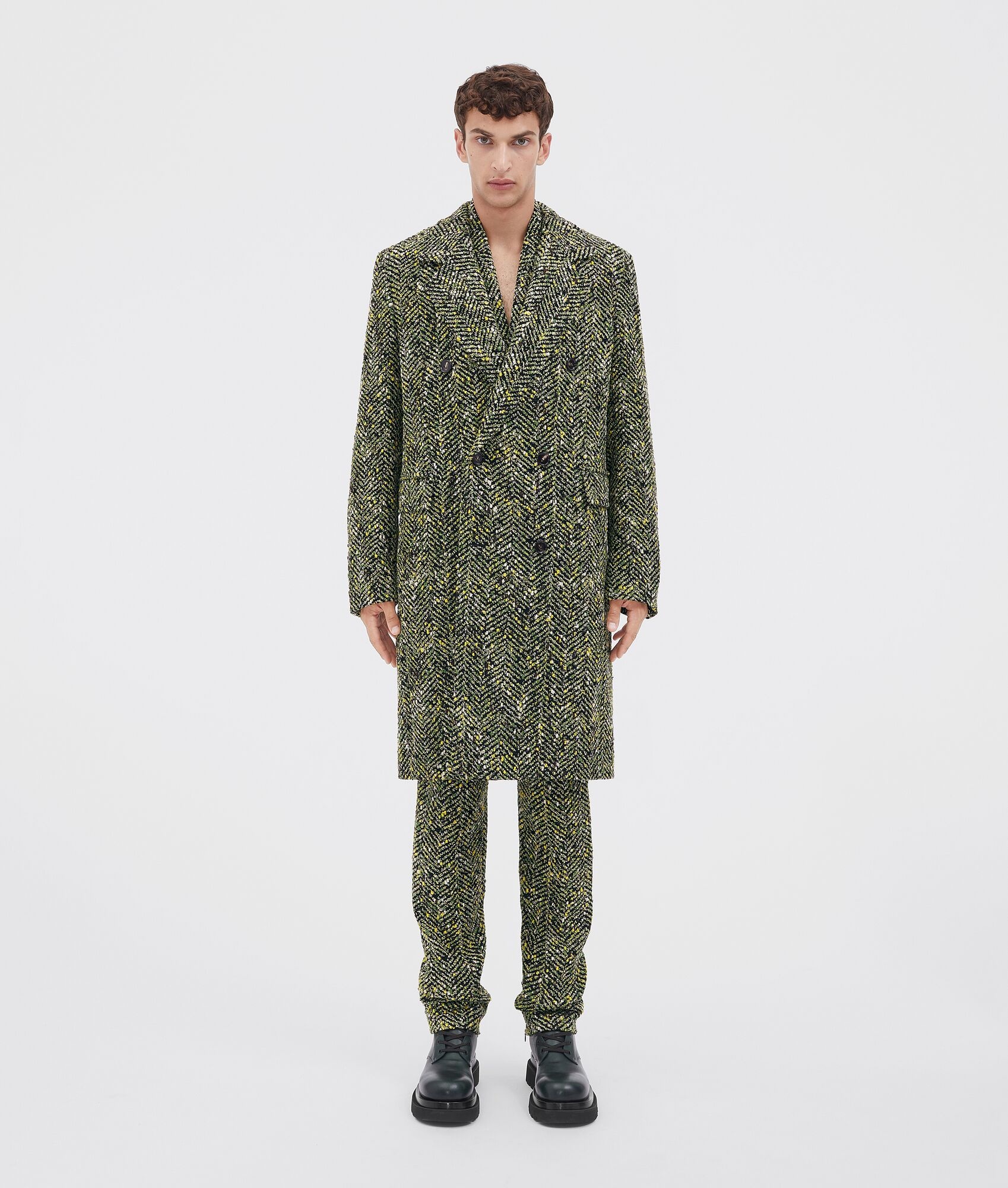 mouliné herringbone wool coat - 1