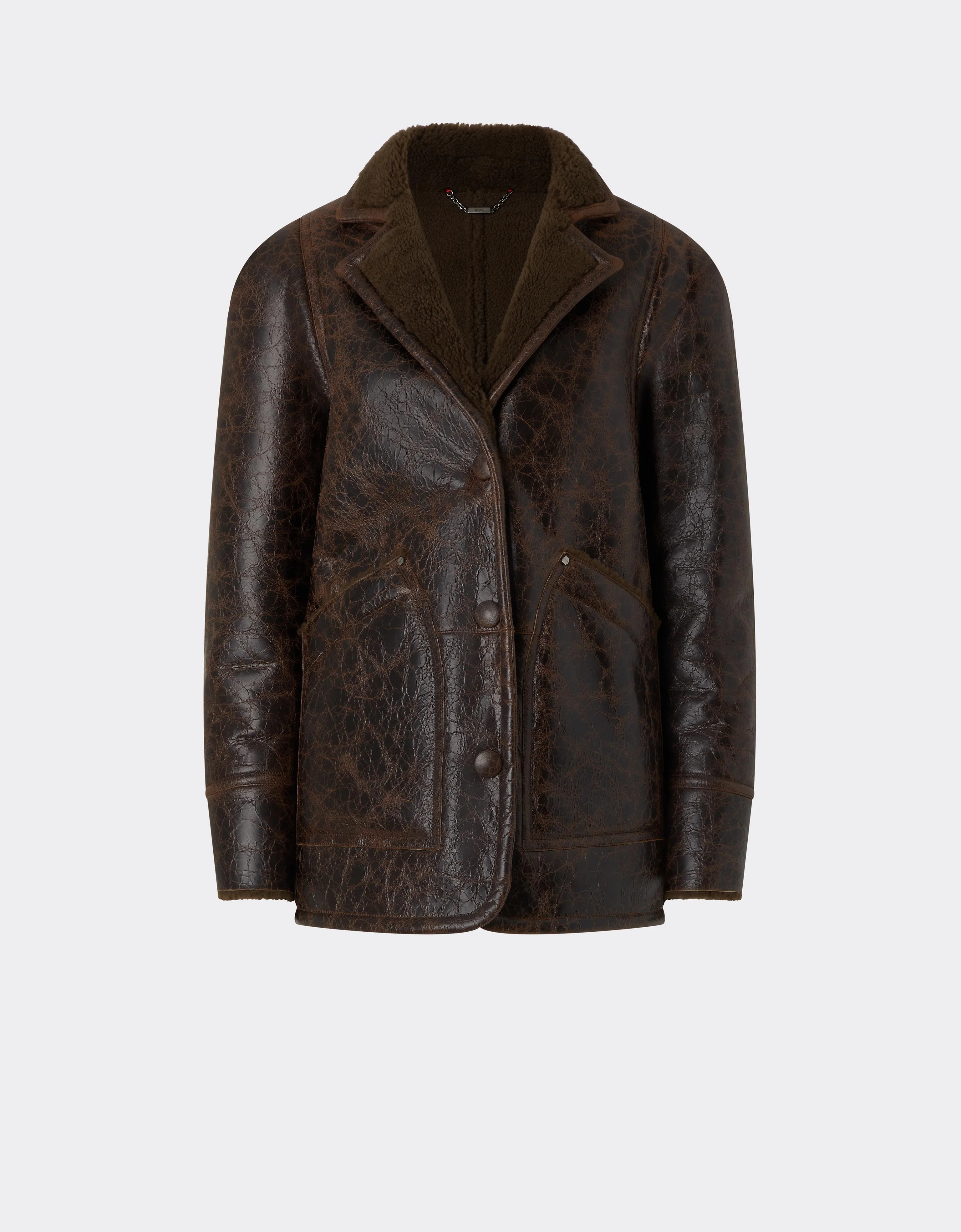 Short Craquelé Lambskin Coat - 1