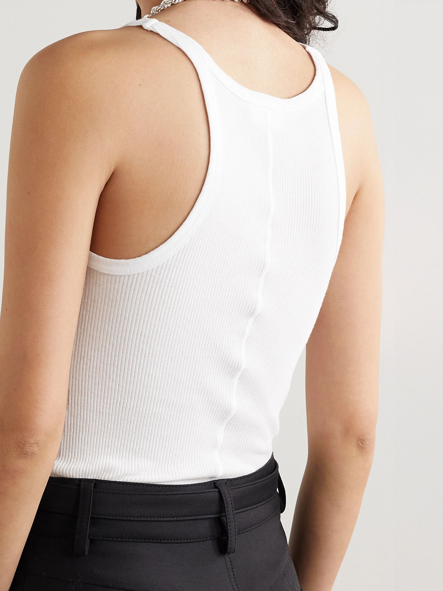 Ribbed cotton-jersey tank White - 4