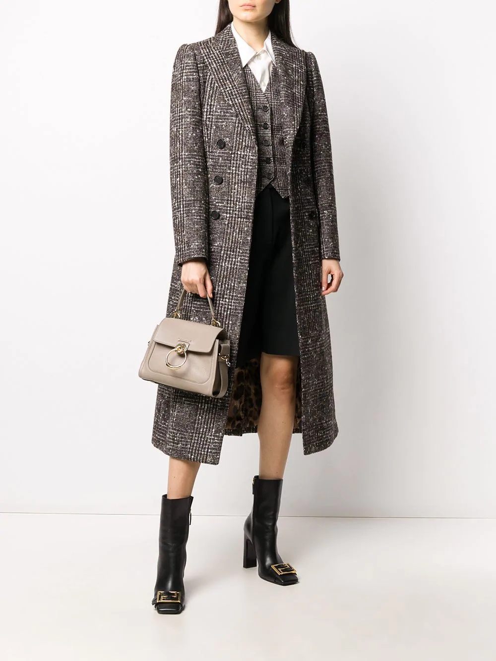 check double-breasted wool coat - 2