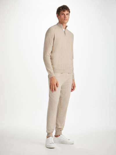 Derek Rose Men's Half-Zip Sweater Finley Cashmere Oat outlook