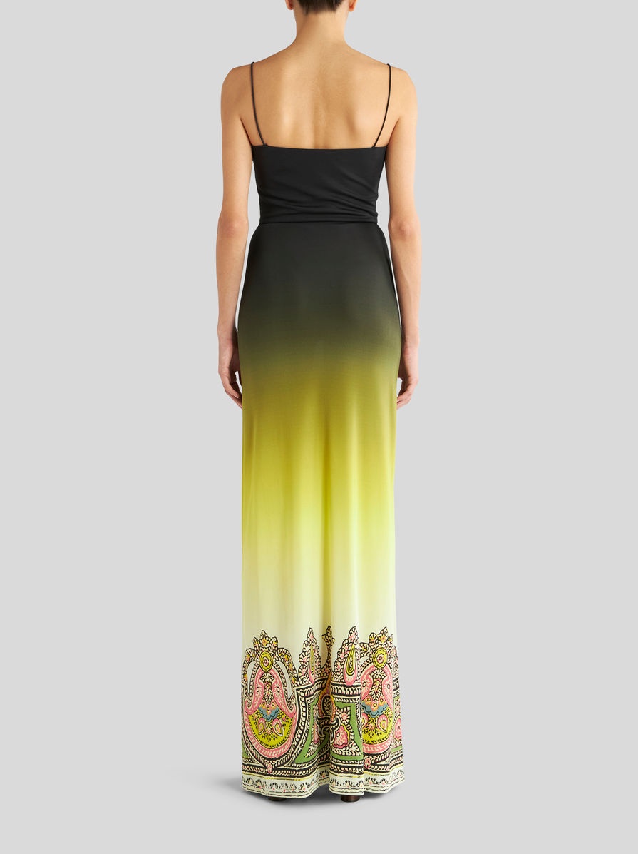LONG JERSEY DRESS WITH COLOUR SHADING AND PAISLEY PROFILE - 6