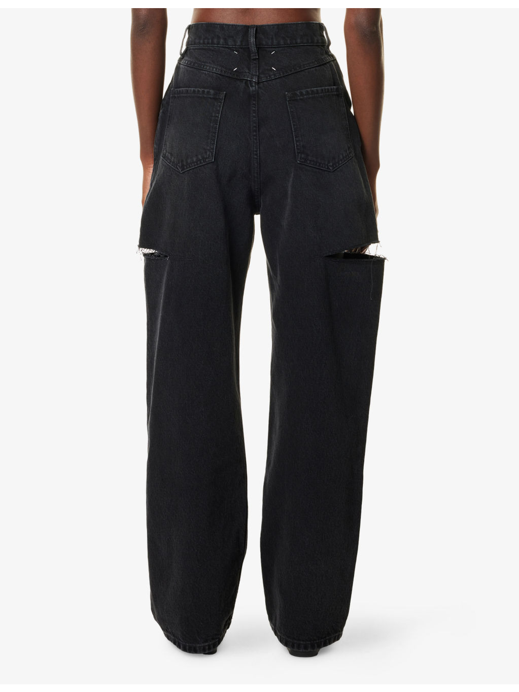 Cut-Out Wide-Leg Denim Jeans - 4