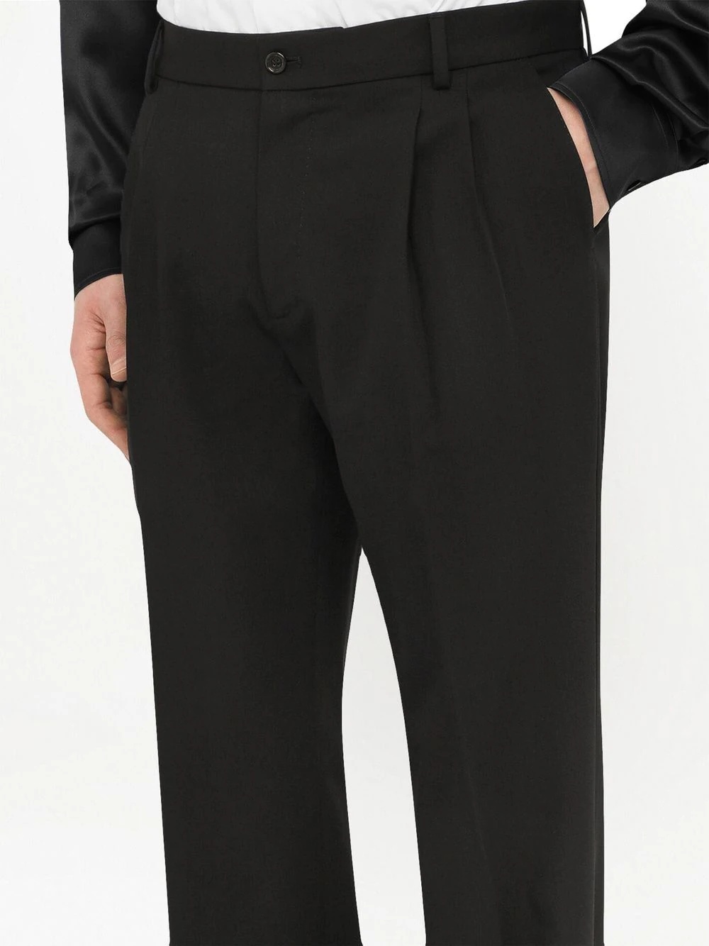 layered-waistband straight leg trousers - 5