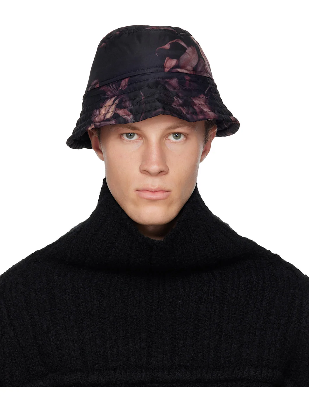 Black & Pink Printed Bucket Hat - 1