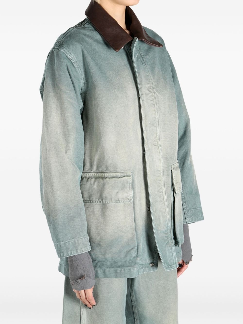 contrasting-collar jacket - 4