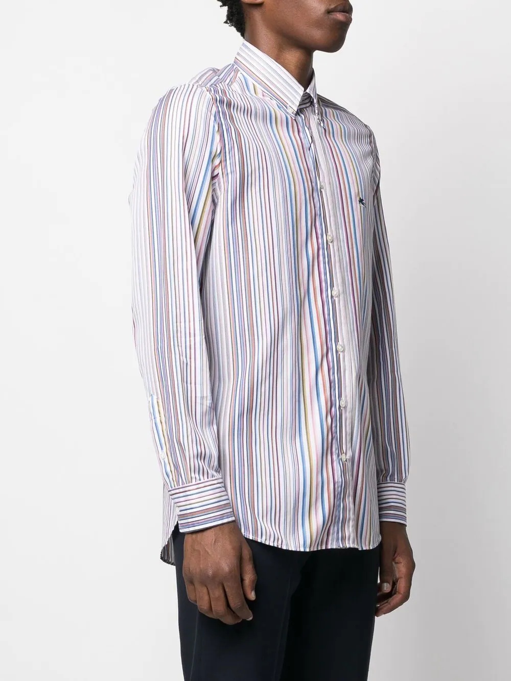 striped logo-embroidered shirt - 3