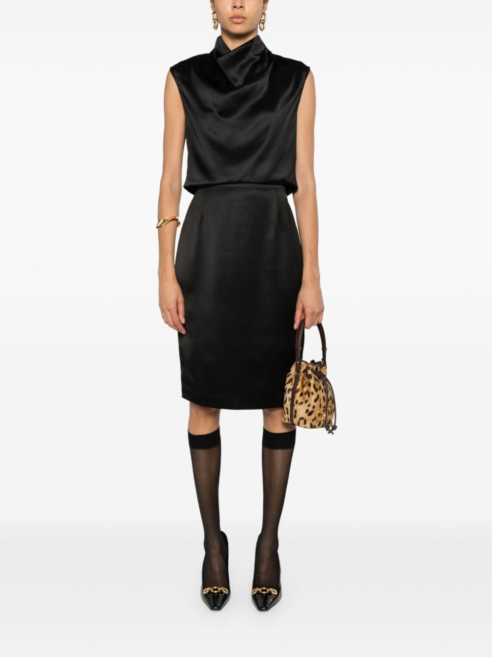 satin pencil midi skirt - 2