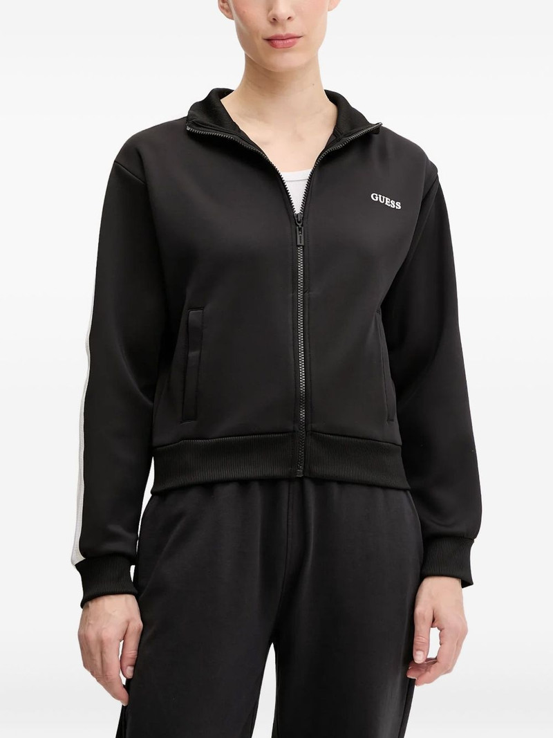 stripe-detail zip-up sweatshirt 1