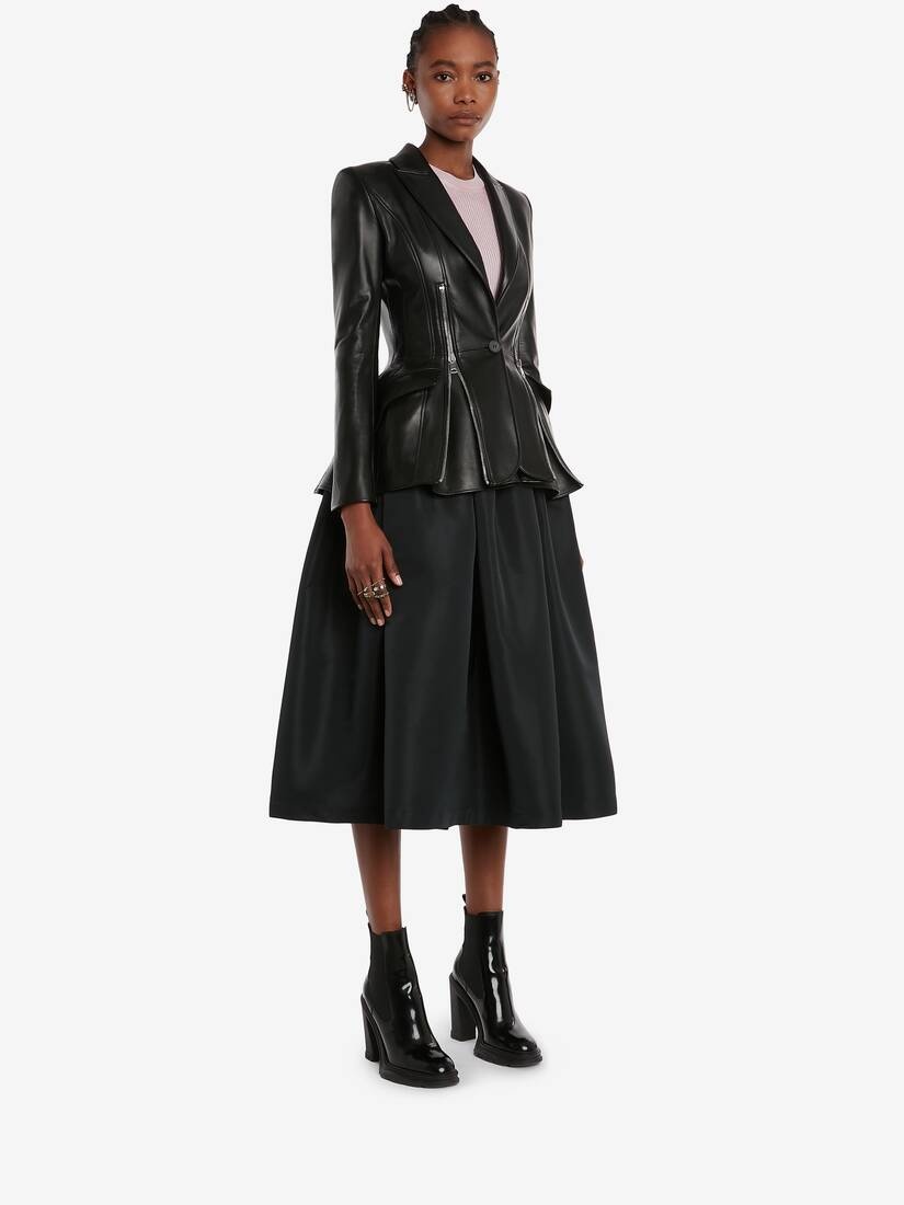 Leather Zip Jacket in Black - 3