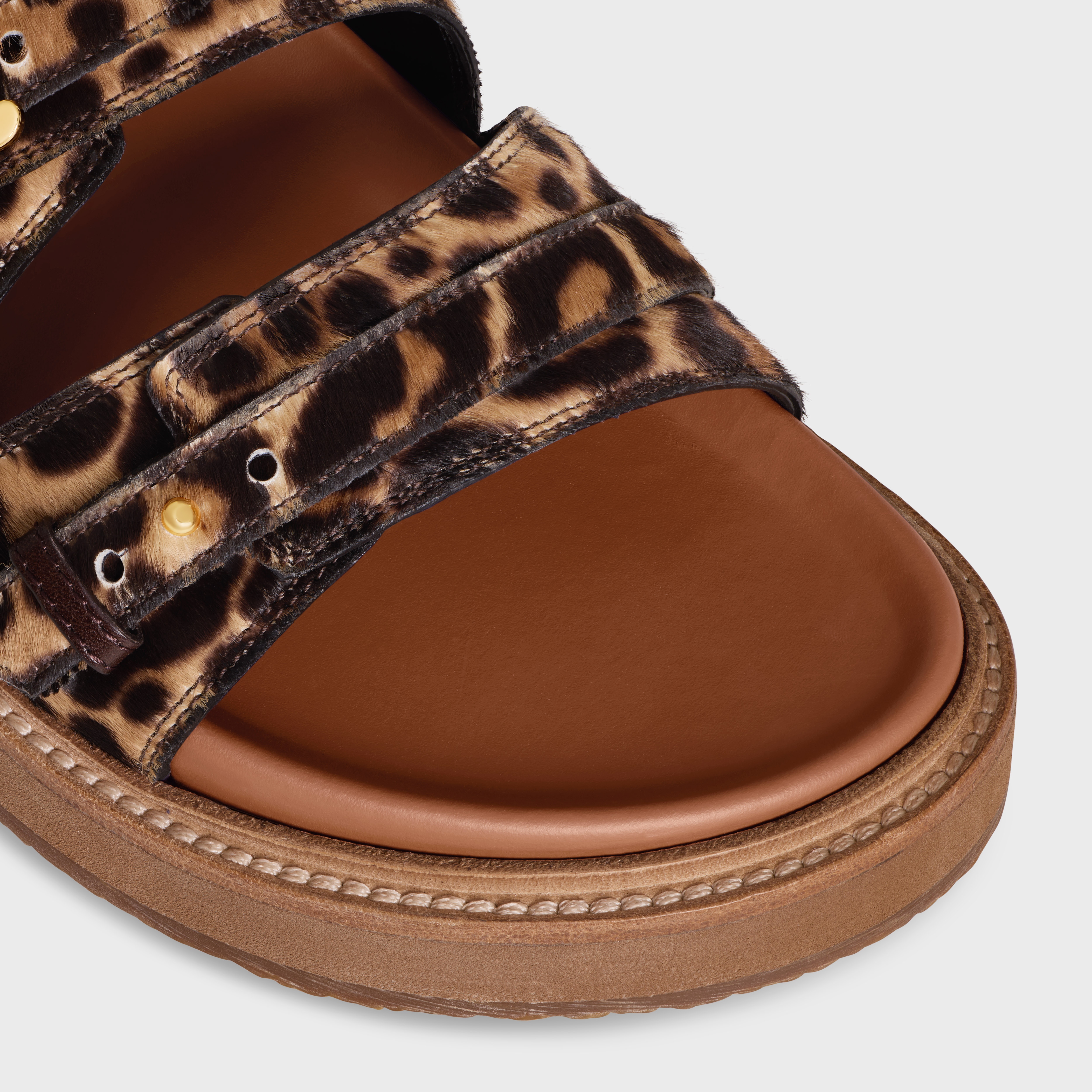 CELINE - TIPPI TRIOMPHE SANDAL IN LEOPARD PRINTED HAIRY CALFSKIN - 4