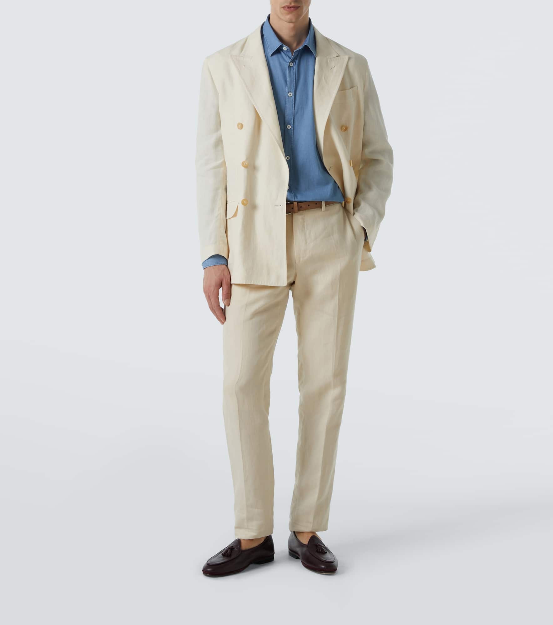Double-breasted linen blazer - 2