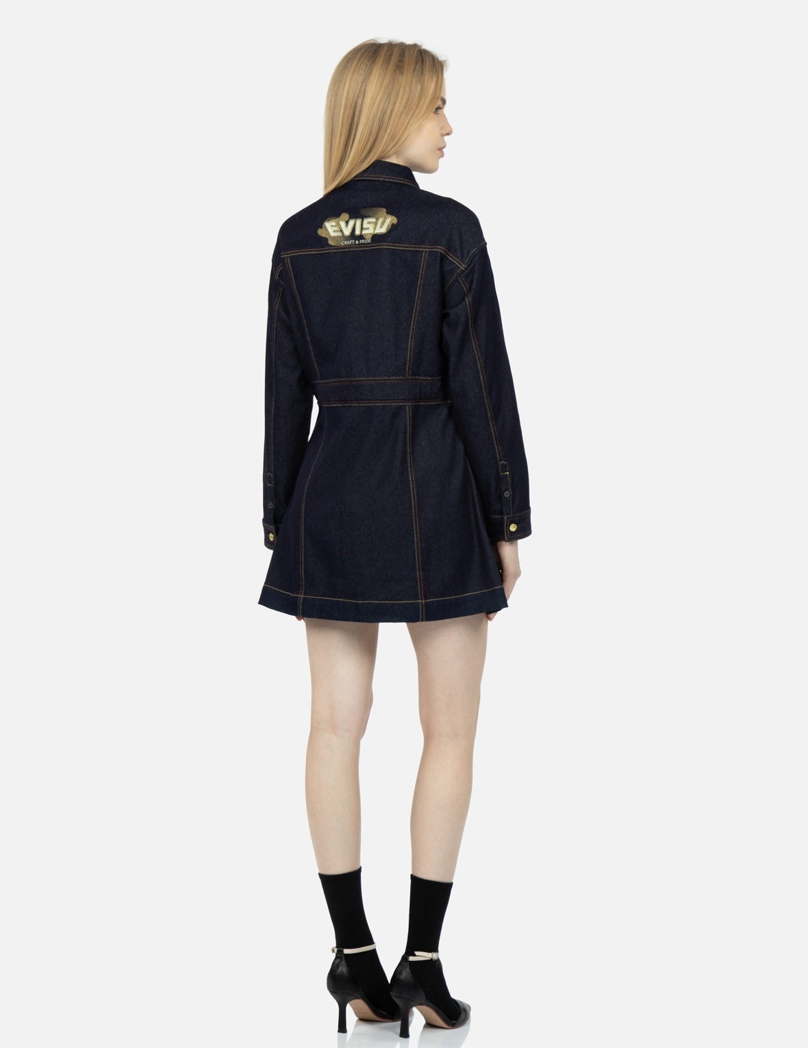 LOGO EMBROIDERY DENIM SHIRT DRESS - 4