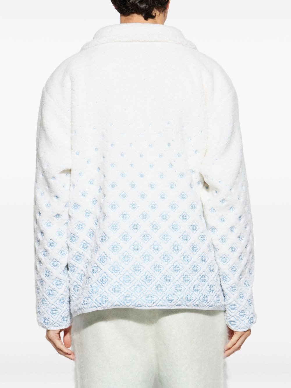 logo-embroidered fleece jacket - 4