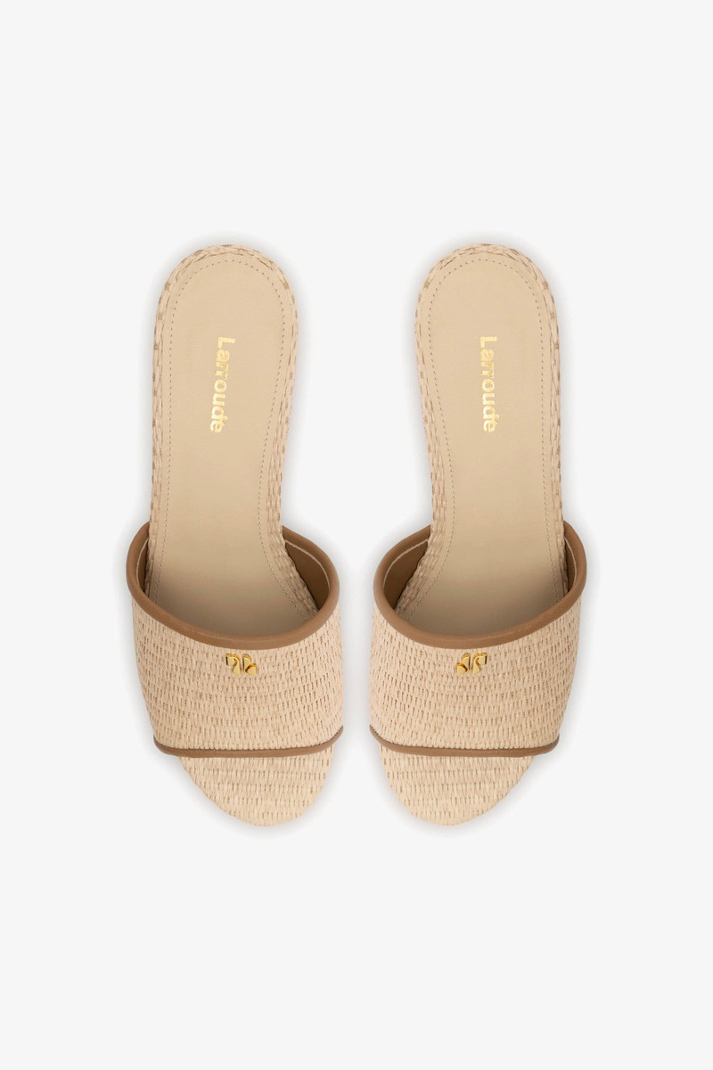 Miso Platform Sandal In Natural Raffia and Hazelnut Trimming 4