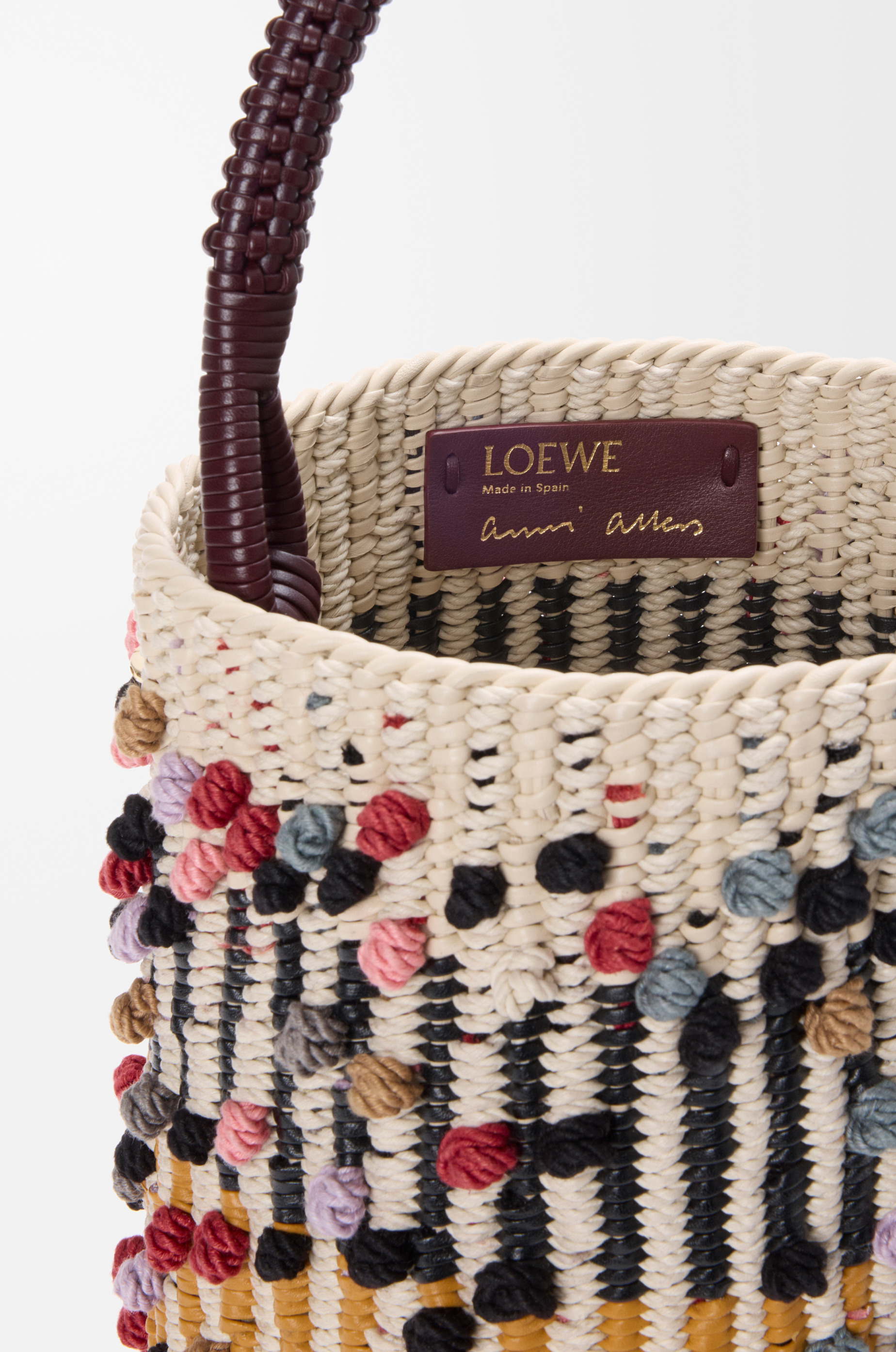 Bucket in cord, leather and wool - 8