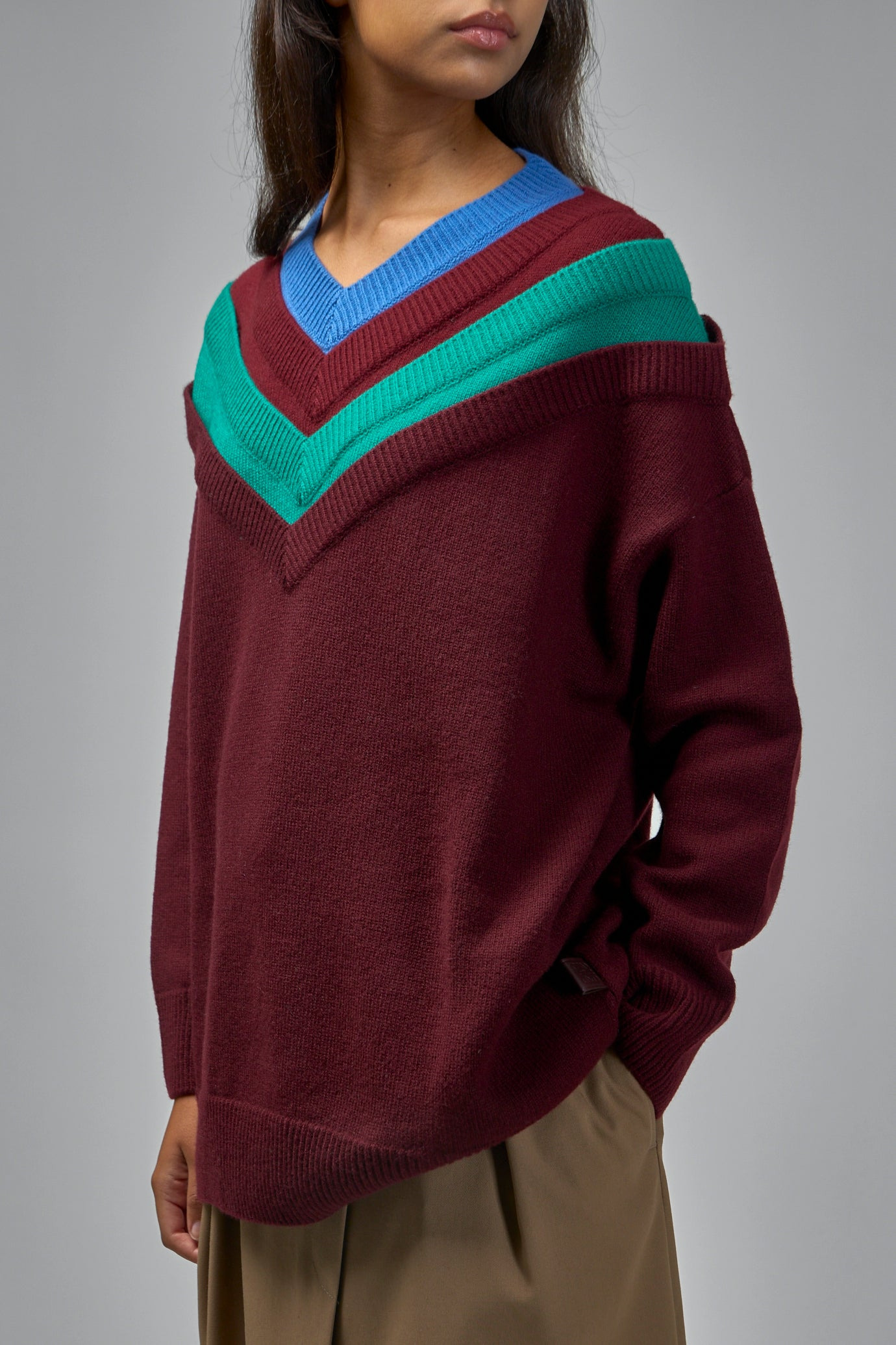 Wool Sweater With Trompe L’Oeil Design - 4