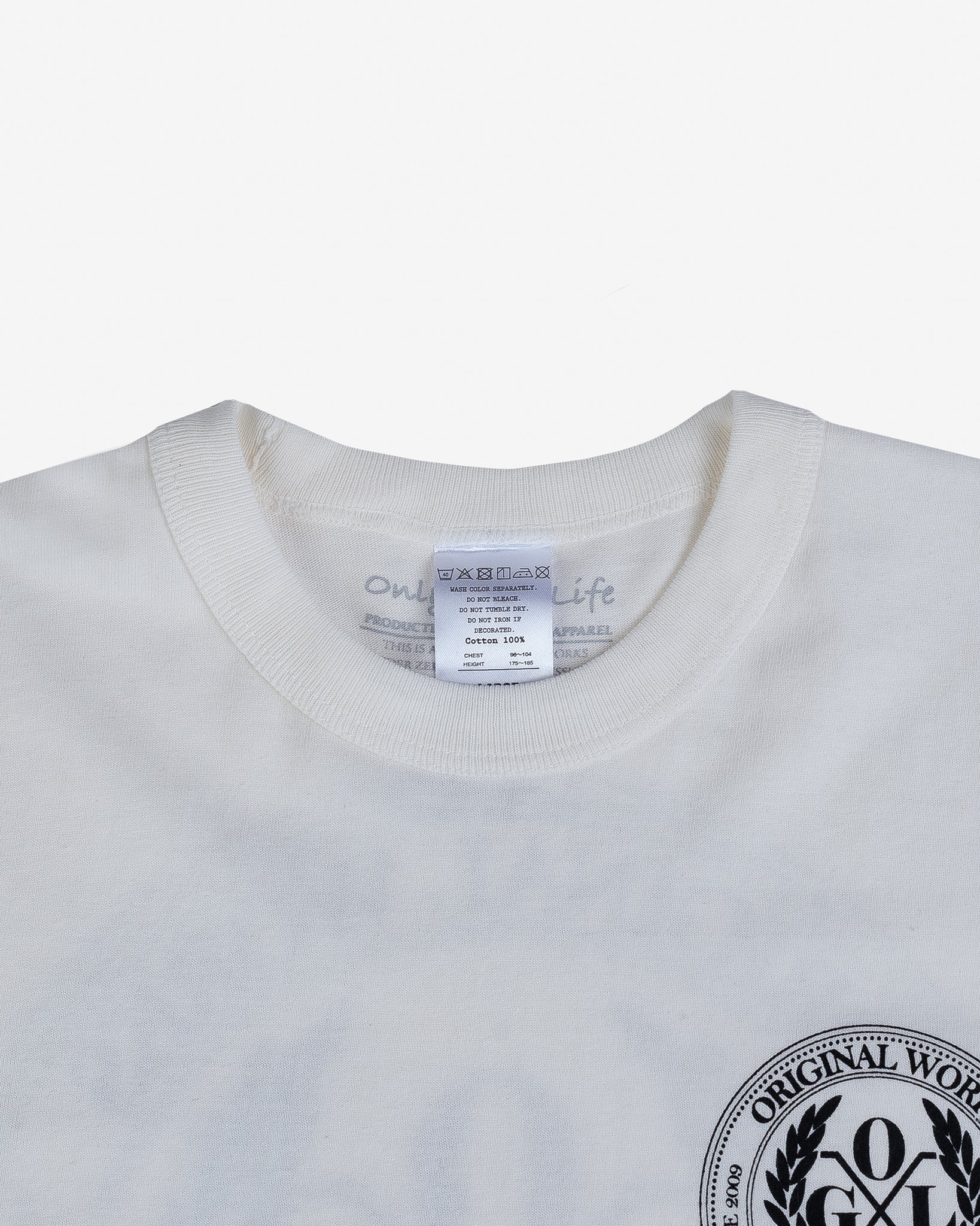 OGL-TEE-LOT20-LOGO-CRM OGL 6.2oz Ringspun T-shirt - Silkscreen Printed 'OGL Logo' - Cream - 7