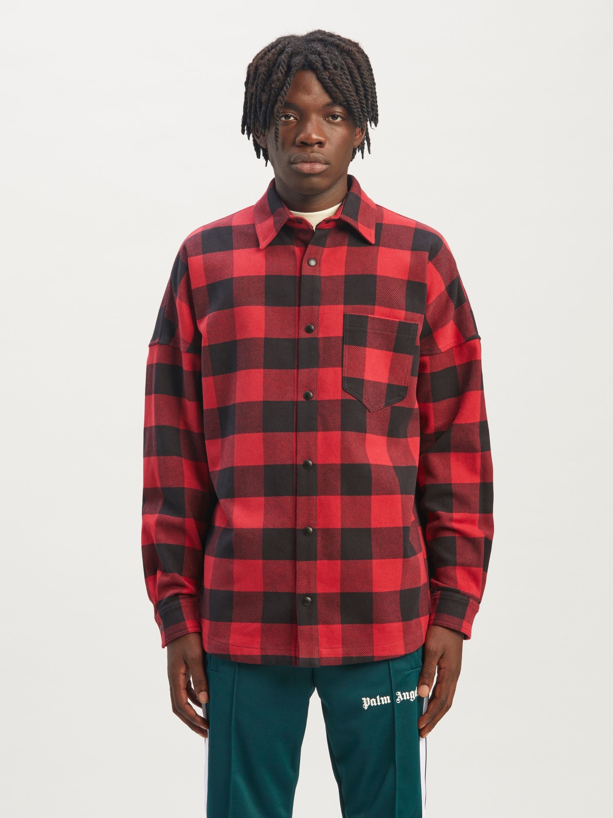 logo-print plaid-check shirt - 3