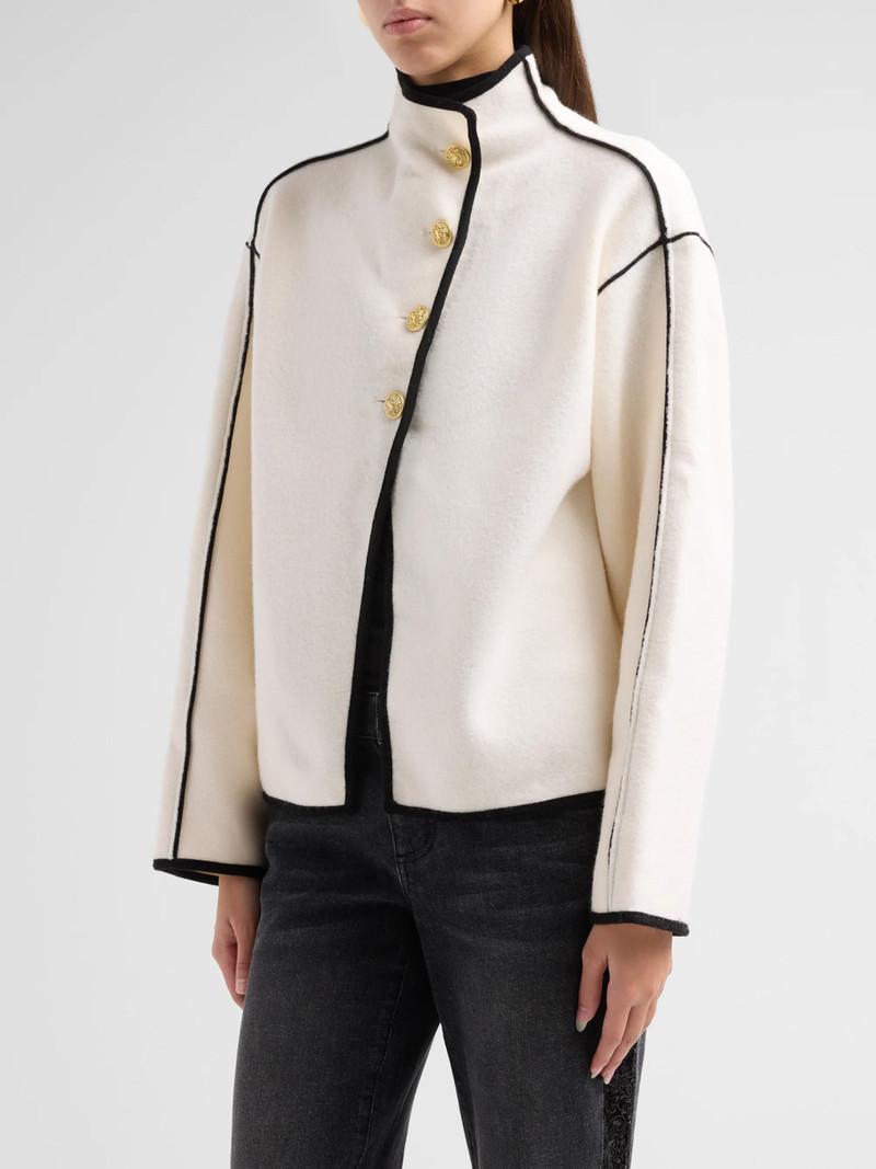 Women's Pearson Collared Sweater Jacket - Soft White Black 4