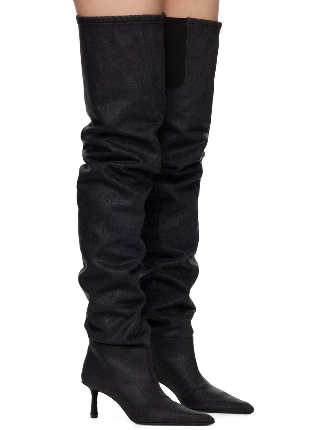 Gray Viola Denim Boots - 4